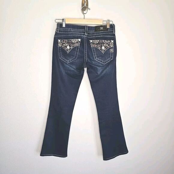 MissMe Women's Blue Denim Signature Boot Cut Altered Bottoms Jeans Size 26 - Picture 1 of 6